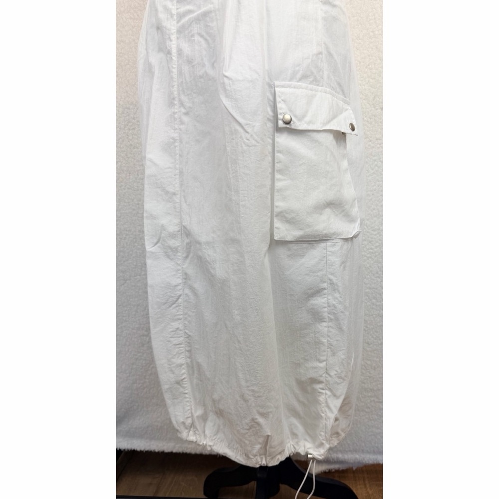 FM2050 • White Cargo Style High-Waisted Maxi Skirt with Drawstring Hem, S - Picture 5 of 14